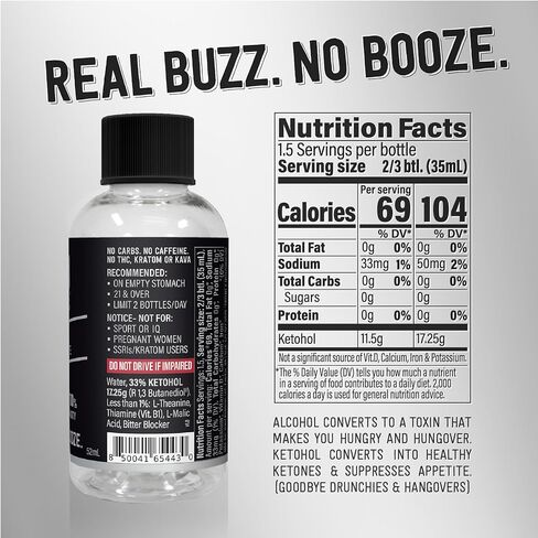 Hard Ketones Ginger Mule with Stevia | Alcohol Alternative with 17g (5%) Ketohol | 12 Pack, 12 Oz Cans in Kuwait