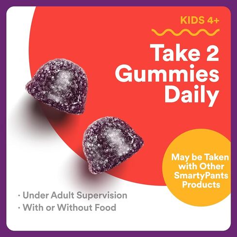 Smartypants Kids Immunity Elderberry Gummies: ملحق دعم مناعة الأطفال ، فيتامين C ، فيتامين D ، فيتامينات B6 و B12 والزنك ، خالية من الغلوتين ، نكهة Elderberry ، 60 يومًا (إمدادات 30 يومًا) in Kuwait