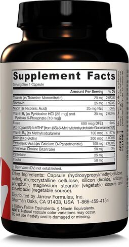 Jarrow Formulas B-Right, Optimized B Complex Featuring Vitamin B1, B2, B5, B6, B12 and B9 to Support Cellular Energy, Immune Health and Stress Management, 100 Veggie Capsules, Up to a 100 Day Supply in Saudi Arabia