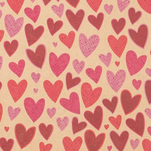 Ruspepa Valentine's Day Kraft Wrapp Wrappe Roll ، Mini Roll ، Foil Red Diamond Heart وأنا أحبك ، ورقة لف الهدية النصية لعيد الحب ، والذكرى السنوية ، والزفاف ، وأكثر من 17 بوصة × 32.8 قدمًا in Kuwait