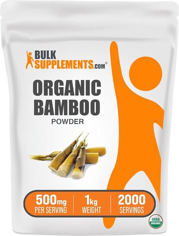 BulkSupplements.com Organic Bamboo Powder - Silica Supplements, Bamboo Supplement - Gluten Free, 500mg per Serving, 250g (8.8 oz) (Pack of 1) in Kuwait