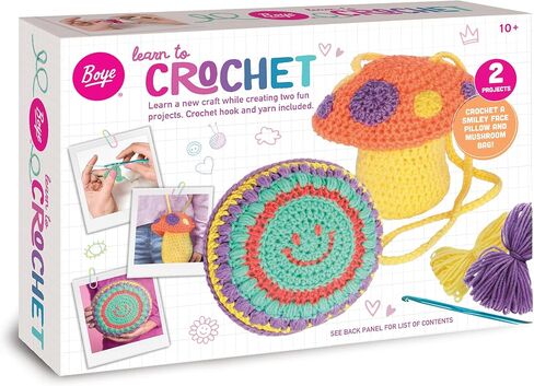 Boye 43-40235 Avocado and Strawberry Stuffie Learn to Crochet Kit for Beginners with 2 Projects, Multicolor, 15 Pieces in Kuwait