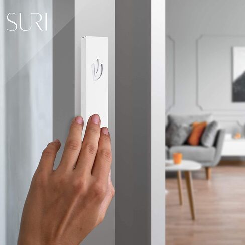 SURI Classic 5-Inch White Nirosta Self-Stick Mezuzah Case for Door with Printed Scroll | Indoor & Outdoor, Judaica Gift Box Included in Kuwait
