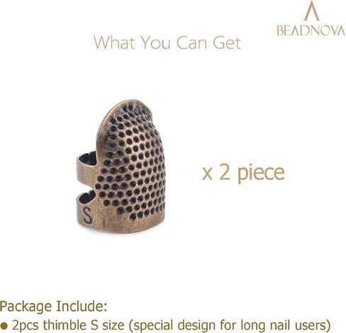 BEADNOVA Sewing Thimbles for Hand Embroidery Knitting Thimble Adjustable Metal Sewing Finger Protector for Hand Sewing Quilting Craft Accessories DIY Sewing Tools (Size M, 2 Pcs) in Kuwait