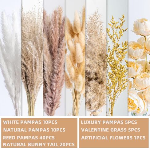 Pampas Grass Decor |Dried Eucalyptus Bouquet pompas Grass Boho Dried Floral Arrangement Centerpiece Table Decor Wedding Decor Rustic Decor(Fd-01) in Saudi Arabia