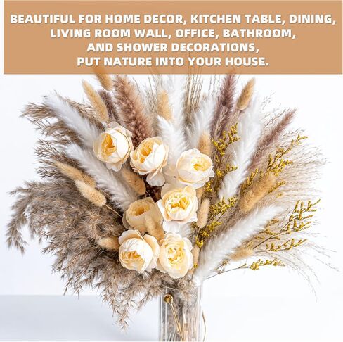 Pampas Grass Decor |Dried Eucalyptus Bouquet pompas Grass Boho Dried Floral Arrangement Centerpiece Table Decor Wedding Decor Rustic Decor(Fd-01) in Saudi Arabia