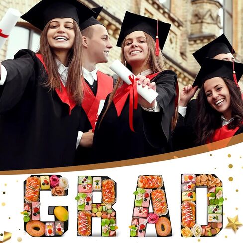 GRAD Set Cardboard Letter for Charcuterie 10.2'' Congrats Grad Fillable Tray Charcuterie Paper Box for Graduation Party Decorations Chocolate Candy Cupcake Container in Kuwait