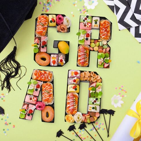 GRAD Set Cardboard Letter for Charcuterie 10.2'' Congrats Grad Fillable Tray Charcuterie Paper Box for Graduation Party Decorations Chocolate Candy Cupcake Container in Kuwait