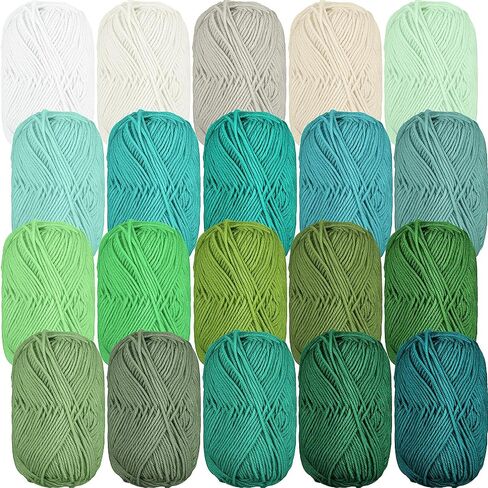 Timgle 20 Skeins ناعم الحليب القطن خيوط متنوعة ألوان غزل الكروشيه غزل الرياضة غزل للوزن للكروشيه حبك غزل بطانية من الحرف اليدوية DIY ، كل 50 جم/145 ياردة ، 20 لون (لهجة الأرض ، 4 رقائق) in Kuwait