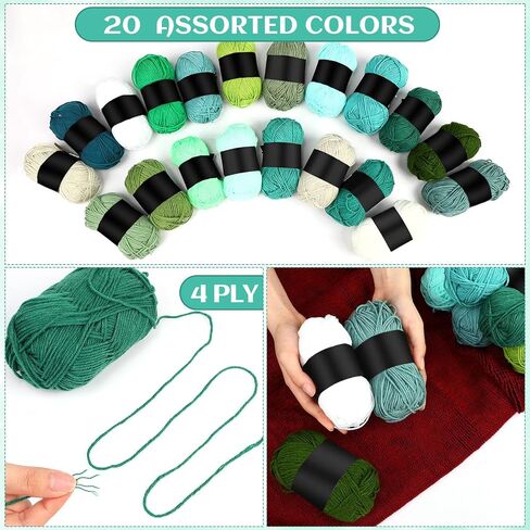 Timgle 20 Skeins ناعم الحليب القطن خيوط متنوعة ألوان غزل الكروشيه غزل الرياضة غزل للوزن للكروشيه حبك غزل بطانية من الحرف اليدوية DIY ، كل 50 جم/145 ياردة ، 20 لون (لهجة الأرض ، 4 رقائق) in Kuwait
