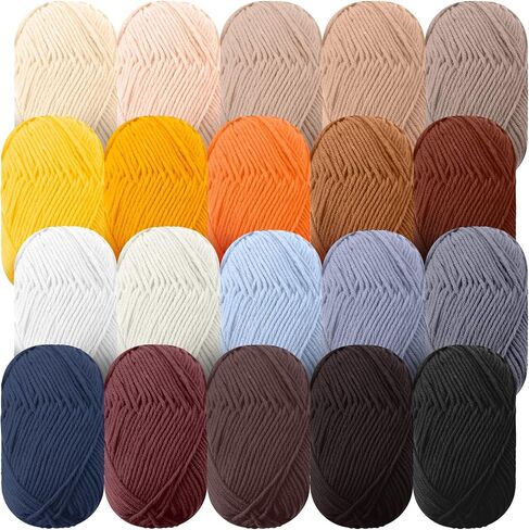 Timgle 20 Skeins ناعم الحليب القطن خيوط متنوعة ألوان غزل الكروشيه غزل الرياضة غزل للوزن للكروشيه حبك غزل بطانية من الحرف اليدوية DIY ، كل 50 جم/145 ياردة ، 20 لون (لهجة الأرض ، 4 رقائق) in Kuwait