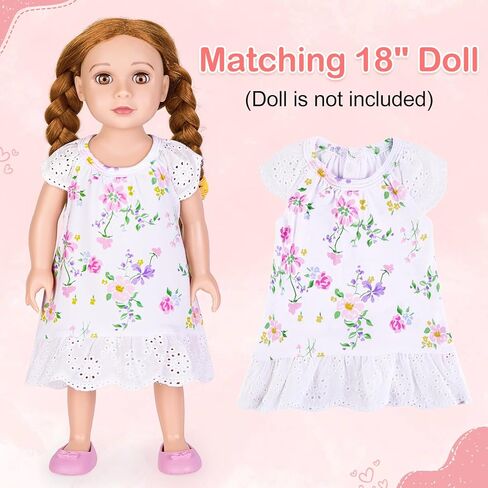 Mhjy Girls Lightgowns Lace Girl و Doll مطابقة Pajamas Toddler Night With With With With With For Girls و 18 "Dolls Complements in Kuwait