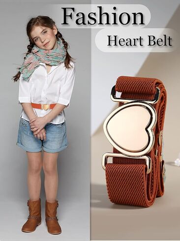 3 Pieces Girl Belts Kids Toddler Belt Elastic Stretch Belt Adjustable Stretch Belts Elastic Heart Kids Belt for Girls in Kuwait