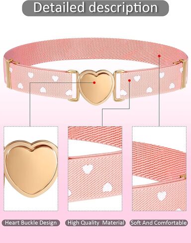 3 Pieces Girl Belts Kids Toddler Belt Elastic Stretch Belt Adjustable Stretch Belts Elastic Heart Kids Belt for Girls in Kuwait