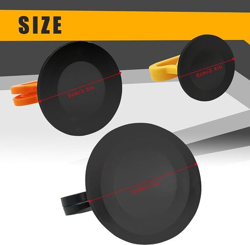 كوب الشفط الزجاجي Amooca رافٍ شاق البلاط الرخامي الكوب الشفط كوب مكنسة فرعية مع مقبض لرفع الجرانيت واستبدال النافذة 40 رطلا سعة الحمل (2 حزمة أصفر صغير) in Kuwait