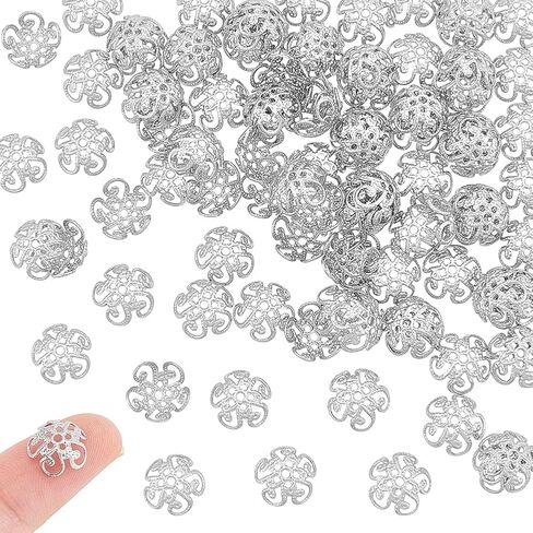 UniCraftale حوالي 100pcs real 18 k gold hed cap cap cap flower caps bead ind end caps 4.5mm metal spacer caps for necklace bracelet arocle morks make supplies supplies in Saudi Arabia