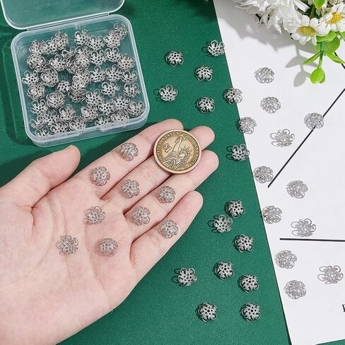 UniCraftale حوالي 100pcs real 18 k gold hed cap cap cap flower caps bead ind end caps 4.5mm metal spacer caps for necklace bracelet arocle morks make supplies supplies in Saudi Arabia