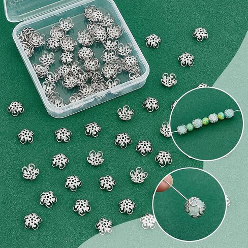 UniCraftale حوالي 100pcs real 18 k gold hed cap cap cap flower caps bead ind end caps 4.5mm metal spacer caps for necklace bracelet arocle morks make supplies supplies in Saudi Arabia