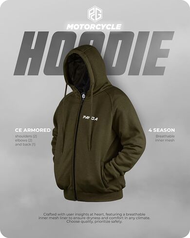 Motorcycle Hoodie for Men & Women Motorcycle Jackets Breathable All Weather Biker CE Armored Motorbike Riding Sweatshirt in Kuwait