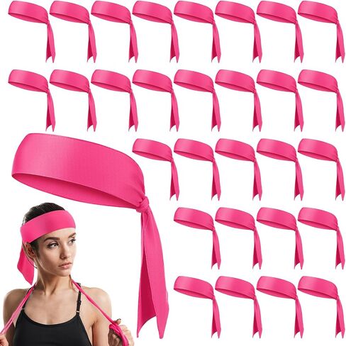 Hiboom 30 Pack Tie Headband Bulk Sports Tennis Head Tie Ninja Karate Tie Back Athletic Sweatbands Adjustable Hair Bands for Women Men Basketball, Football, Soccer, Running, Yoga Workout in Kuwait