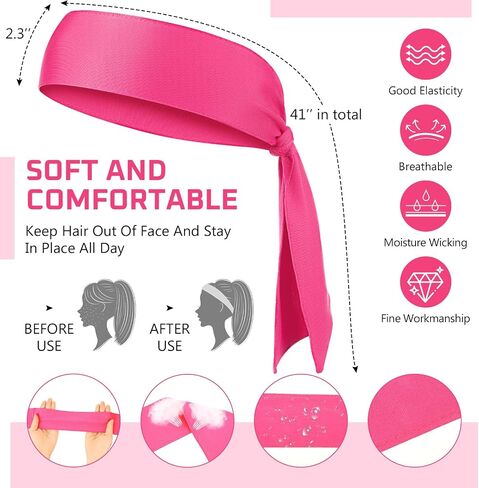 Hiboom 30 Pack Tie Headband Bulk Sports Tennis Head Tie Ninja Karate Tie Back Athletic Sweatbands Adjustable Hair Bands for Women Men Basketball, Football, Soccer, Running, Yoga Workout in Kuwait
