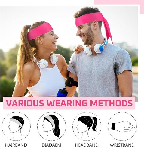 Hiboom 30 Pack Tie Headband Bulk Sports Tennis Head Tie Ninja Karate Tie Back Athletic Sweatbands Adjustable Hair Bands for Women Men Basketball, Football, Soccer, Running, Yoga Workout in Kuwait