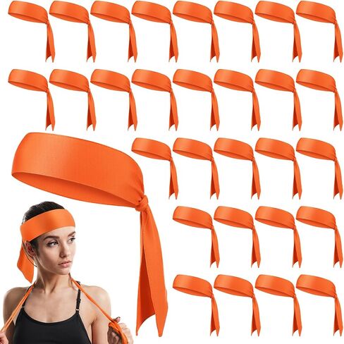 Hiboom 30 Pack Tie Headband Bulk Sports Tennis Head Tie Ninja Karate Tie Back Athletic Sweatbands Adjustable Hair Bands for Women Men Basketball, Football, Soccer, Running, Yoga Workout in Kuwait