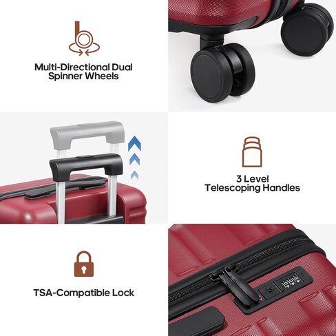 مجموعة حقيبة 3 قطعة ، 20 في Carry on Luggage مع قذيفة صلبة للكمبيوتر الشخصي ، مجموعة حقيبة مقبض TSA Lock Wheels Extension ، الأمتعة مع الداخلية المبطنة بالكامل in Kuwait