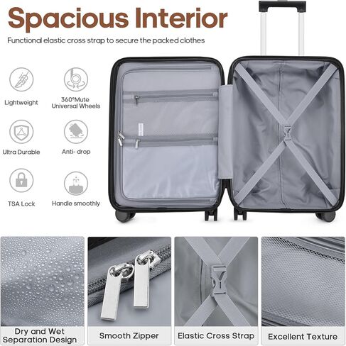 مجموعة حقيبة 3 قطعة ، 20 في Carry on Luggage مع قذيفة صلبة للكمبيوتر الشخصي ، مجموعة حقيبة مقبض TSA Lock Wheels Extension ، الأمتعة مع الداخلية المبطنة بالكامل in Kuwait