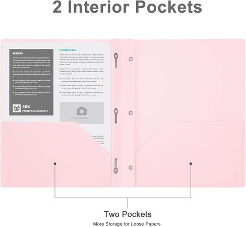 Two-Pocket-Folders with 3 Prongs, Letter Size Plastic Folders with Pockets and Prongs, Poly Plastic Folders for Office & School. 6 Pastel Colors (White Color -12 Packs) in Kuwait