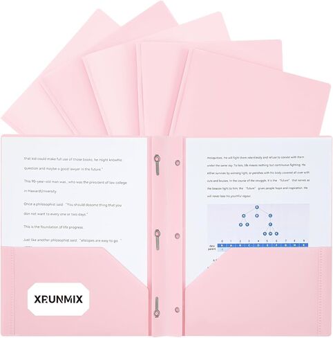 Two-Pocket-Folders with 3 Prongs, Letter Size Plastic Folders with Pockets and Prongs, Poly Plastic Folders for Office & School. 6 Pastel Colors (White Color -12 Packs) in Kuwait