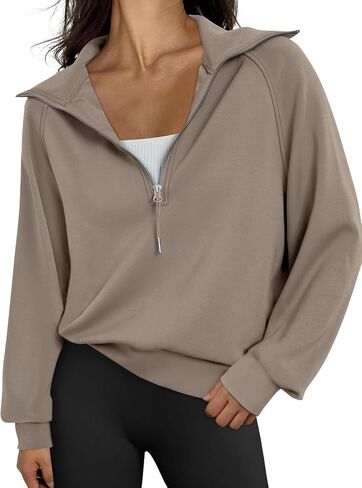 Trendy Queen Womens Oversized Sweatshirts Half Zip Pullover Long Sleeve Quarter Zip Hoodies Teen Girls Fall Y2K Clothes in Saudi Arabia