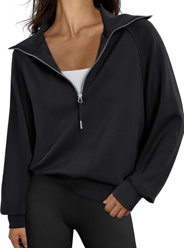 ملكة الملكة العصرية من النوع الثقيل الضخم نصف الرمز البريدي بولوفر طويلة الأكمام ربع هوديز في سن المراهقة الفتيات يسقط y2k الملابس in Kuwait