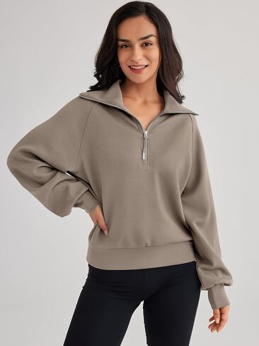 Trendy Queen Womens Oversized Sweatshirts Half Zip Pullover Long Sleeve Quarter Zip Hoodies Teen Girls Fall Y2K Clothes in Saudi Arabia