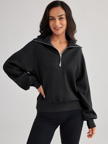 ملكة الملكة العصرية من النوع الثقيل الضخم نصف الرمز البريدي بولوفر طويلة الأكمام ربع هوديز في سن المراهقة الفتيات يسقط y2k الملابس in Kuwait