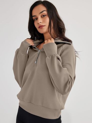 Trendy Queen Womens Oversized Sweatshirts Half Zip Pullover Long Sleeve Quarter Zip Hoodies Teen Girls Fall Y2K Clothes in Saudi Arabia
