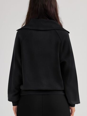 ملكة الملكة العصرية من النوع الثقيل الضخم نصف الرمز البريدي بولوفر طويلة الأكمام ربع هوديز في سن المراهقة الفتيات يسقط y2k الملابس in Kuwait