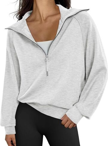 Trendy Queen Womens Oversized Sweatshirts Half Zip Pullover Long Sleeve Quarter Zip Hoodies Teen Girls Fall Y2K Clothes in Saudi Arabia