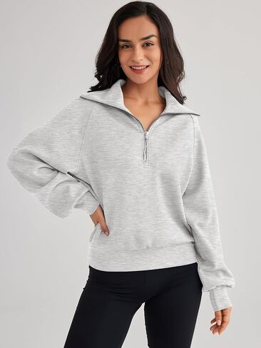 Trendy Queen Womens Oversized Sweatshirts Half Zip Pullover Long Sleeve Quarter Zip Hoodies Teen Girls Fall Y2K Clothes in Saudi Arabia