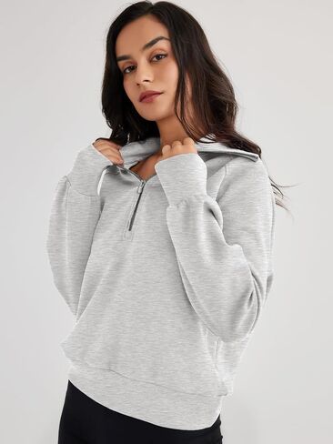 Trendy Queen Womens Oversized Sweatshirts Half Zip Pullover Long Sleeve Quarter Zip Hoodies Teen Girls Fall Y2K Clothes in Saudi Arabia