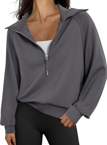 Trendy Queen Womens Oversized Sweatshirts Half Zip Pullover Long Sleeve Quarter Zip Hoodies Teen Girls Fall Y2K Clothes in Saudi Arabia