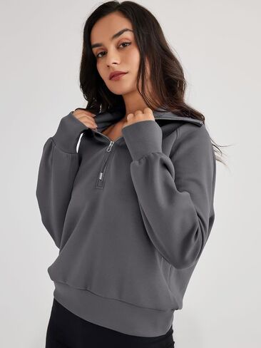 Trendy Queen Womens Oversized Sweatshirts Half Zip Pullover Long Sleeve Quarter Zip Hoodies Teen Girls Fall Y2K Clothes in Saudi Arabia