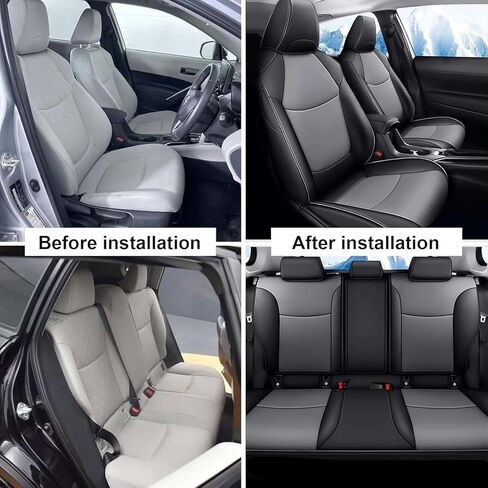 Custom Fit Seat Covers for Toyota Corolla Cross L,LE,XLE 2022 2023 2024 (Not for Hybrid),Full Set Faux Leather Corolla Cross Car Seat Covers Black/Gray in Saudi Arabia