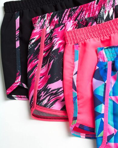 Girls Athletic Shorts - 4 Pack Active Performance Running Soccer Gym Shorts for Kids with Fanny Pack (Sizes: 7-16) in Kuwait