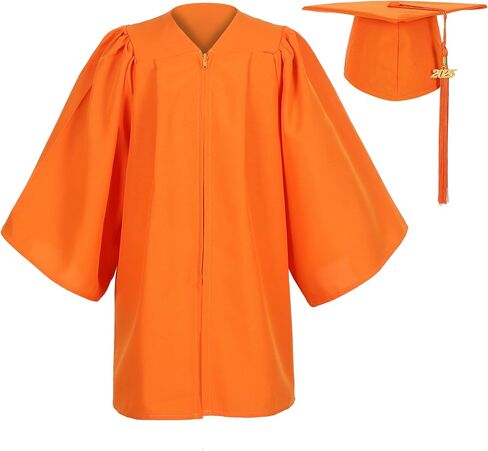 Matte Kindergarten Preschool Graduation Gown and Cap Set with Year Tassel for Kids in Kuwait