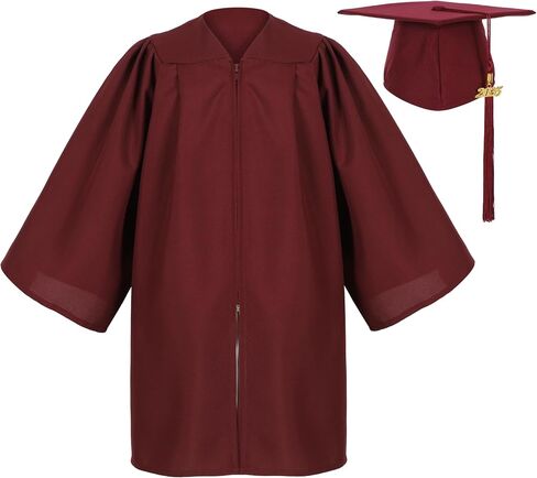 Matte Kindergarten Preschool Graduation Gown and Cap Set with Year Tassel for Kids in Kuwait