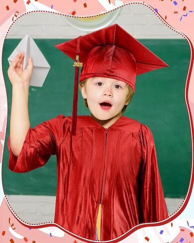 Xuhal Preschool Graduation Cap and Gown Set Kindergarten Grad Gowns Children Graduation Cap with 2025 Grad Tassel in Saudi Arabia