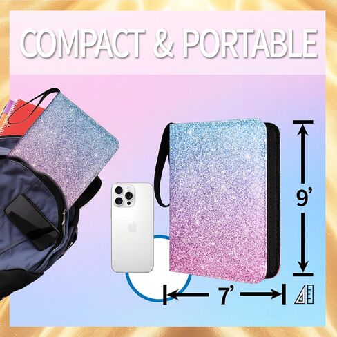 1080 Pockets Card Card Binder 9 Pocket ، Binder Card Card مع 60 صفحة قابلة للإزالة ، حامل ألبوم دفتر بطاقة Zipper [Protection] [Pleasant Touch Surface] in Kuwait