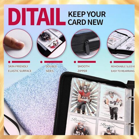 1080 Pockets Card Card Binder 9 Pocket ، Binder Card Card مع 60 صفحة قابلة للإزالة ، حامل ألبوم دفتر بطاقة Zipper [Protection] [Pleasant Touch Surface] in Kuwait