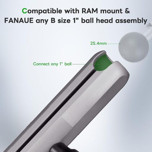ذراع مقبس مزدوج مضاد للسرقة من FANAUE متوافق مع حوامل ذاكرة الوصول العشوائي (RAM) مقاس B ورأس كروي وحامل هاتف للدراجات النارية، يناسب الصناعة جميع محولات الكرة القياسية 1 بوصة، مصنوعة من سبائك الألومنيوم بطول 2.4 بوصة in Saudi Arabia